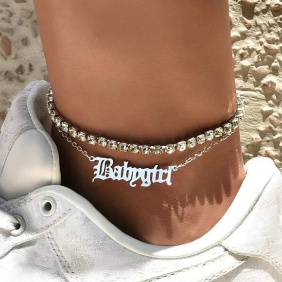 Silver two piece anklet set - Picture 1 of 3